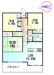 ファミール伊島 3LDKの間取図画像