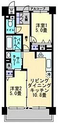 アルファステイツ中庄駅前2 2LDKの間取図画像