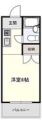 ST学南 1Kの間取図画像
