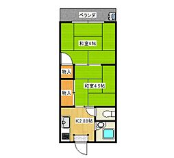 京山コーポ 2DKの間取図画像