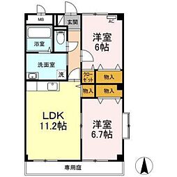 プレアデスC 2LDKの間取図画像