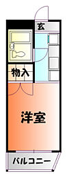 創和ハイツ ワンルームの間取図画像