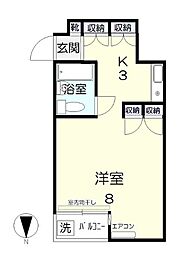 アルファ清心町2 ワンルームの間取図画像