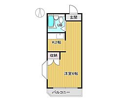 メゾン岡町 1Kの間取図画像