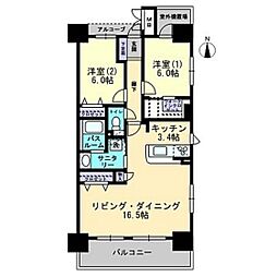 アルファスマート西川緑道公園 2LDKの間取図画像