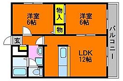 クレア 2LDKの間取図画像