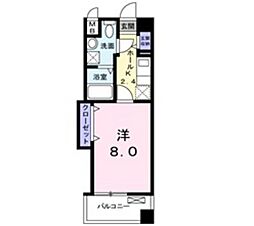 エトワールポレール3号館 1Kの間取図画像