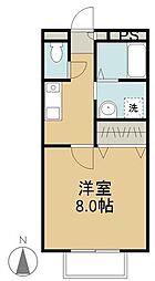 ロージュマンフルールB 1Kの間取図画像