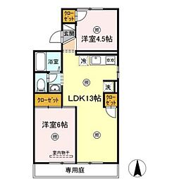 セジュール白石西新町A 2LDKの間取図画像