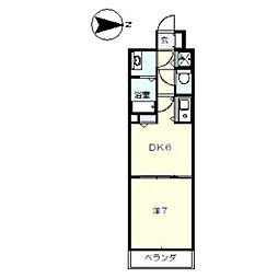 朝日プラザ岡山サウスフロント 1DKの間取図画像