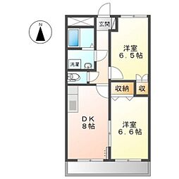 ミレニアム福田 2DKの間取図画像
