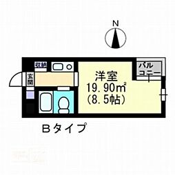 アルファ清心町2 1Kの間取図画像