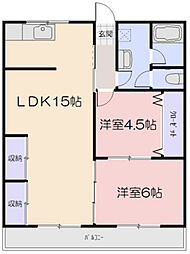 第1真黒ビル 2LDKの間取図画像
