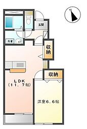 ヴィラアマーブレス 1LDKの間取図画像