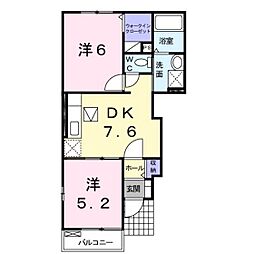 ラ・ネージュ3 2DKの間取図画像