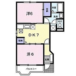 ドミール北小路DEUX 2DKの間取図画像