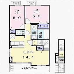 ブリーズヒルズ 2LDKの間取図画像