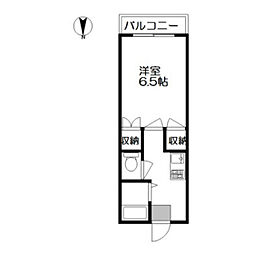 コーポアンシャンテ2 1Kの間取図画像