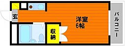 CASA大元 1Kの間取図画像