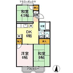 グリーンハイツ森安 3DKの間取図画像