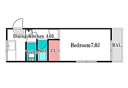 サンハイツ乙多見 1DKの間取図画像