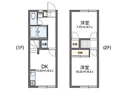 レオパレス有芽 2DKの間取図画像