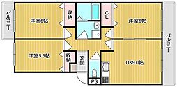 ハピネス篤A 3DKの間取図画像