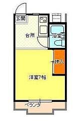 ホワイトメゾン学南3 1Kの間取図画像