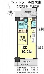 シュトラール医大東 1LDKの間取図画像