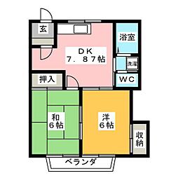シエントリー胡摩田 2DKの間取図画像