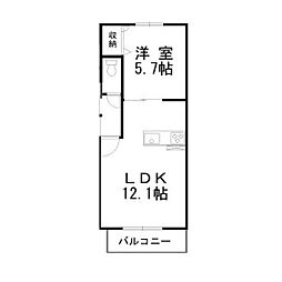 エステートミライ 1LDKの間取図画像