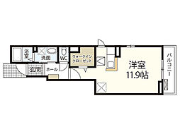 グラーベン福泊 ワンルームの間取図画像