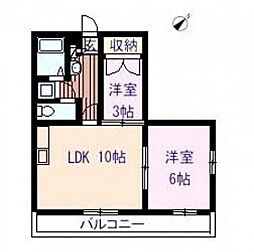 サンビレッジ操明B 2LDKの間取図画像