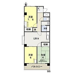 チスカワケA 3LDKの間取図画像