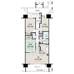 プラウド夕陽ケ丘北山町 3LDKの間取図画像