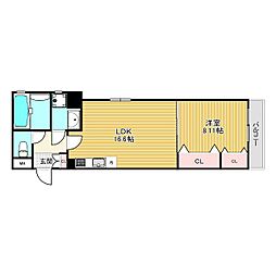 リアン名谷 3階1LDKの間取り