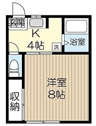 コーポゴルカA 1階1Kの間取り