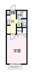 シャルムK 1階1Kの間取り