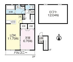 ビューテラス青葉 2階1LDKの間取り