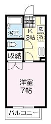 コーポトラスト 2階1Kの間取り