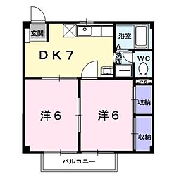 アクティブＺＥＮ 2階2DKの間取り