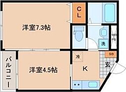 グリーンハイツ北山駅前 2Kの間取図画像