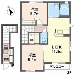 ヴェル・ファミーユ 2LDKの間取図画像