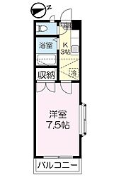 タプローコート貝ケ森 1Kの間取図画像