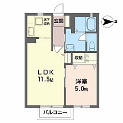 クレストコート1 1LDKの間取図画像