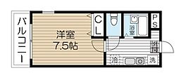 サンライズ旭ケ丘 1Kの間取図画像
