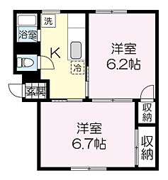 ベルハイムS 2Kの間取図画像