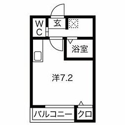 ラ・プチット・メゾン五橋 ワンルームの間取図画像