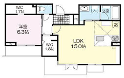 シャーメゾン上杉山 1LDKの間取図画像