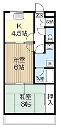 トリム原町 2Kの間取図画像